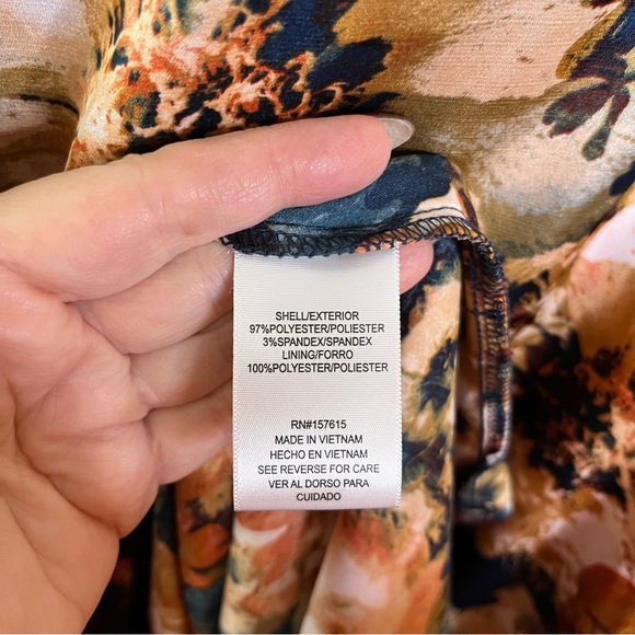 Nicole Miller New York Blue gold floral gown maxi dress sz M sleeveless evening - Picture 5 of 9